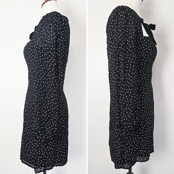 Reformation Terri Polka Dot Black and White Mini Dress Sz 6 - Picture 3 of 11